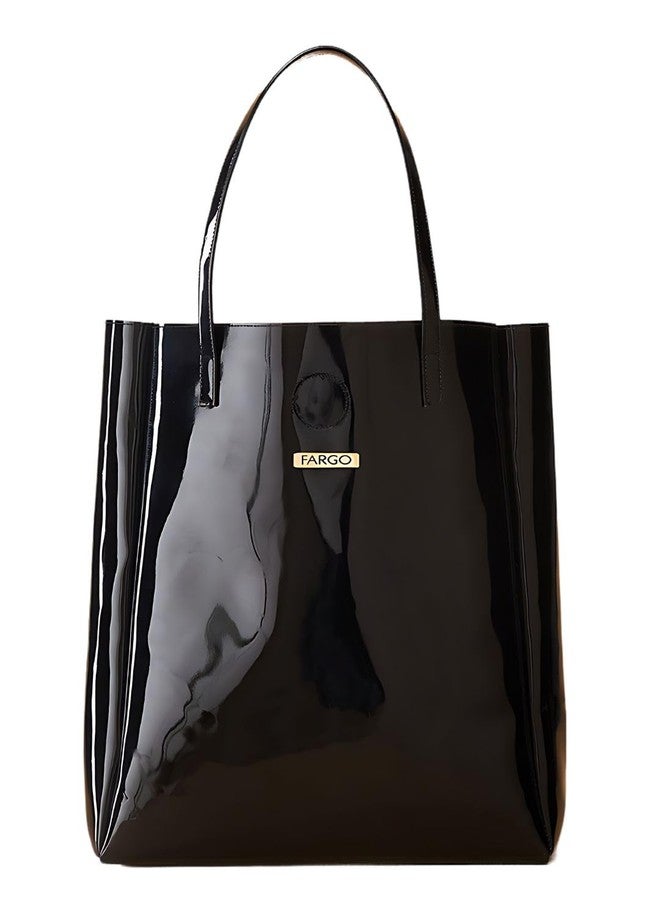 Fargo Vegan Leather Stylish Handbag Women Tote Bag (Black) - Image 1